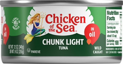 Chicken of the Sea Chunk Light Tuna in Oil Chunk Style - 12 Oz - Image 2