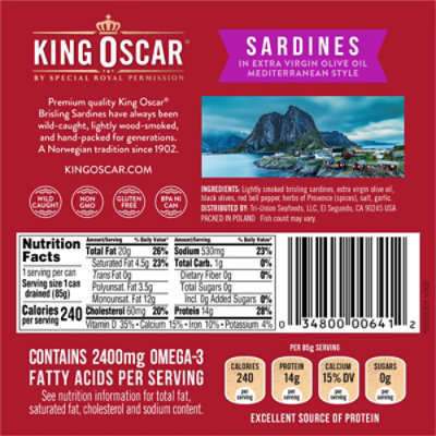 King Oscar Sardines Mediterranean Style Single Layer Omega-3 - 3.75 Oz - Image 6