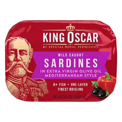 King Oscar Sardines Mediterranean Style Single Layer Omega-3 - 3.75 Oz - Image 1
