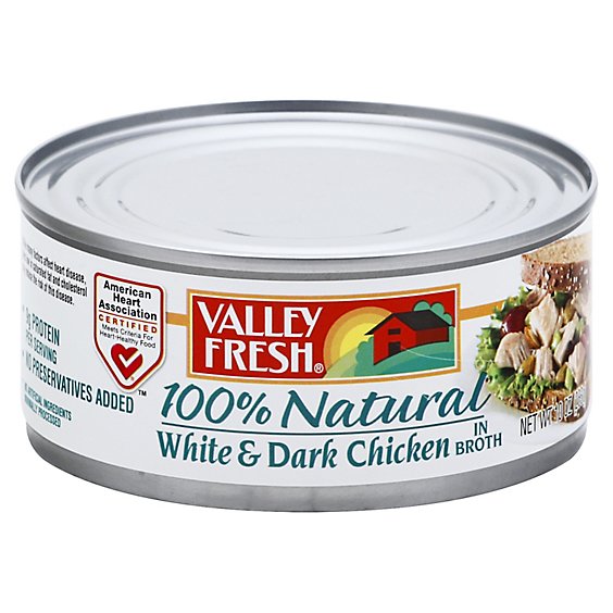 Valley Fresh Chicken White & Dark 100% Natural in Broth - 10 Oz