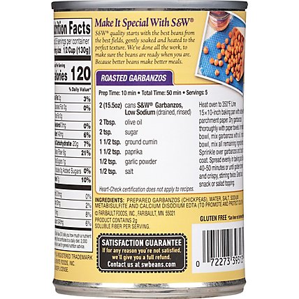 S&W Beans Garbanzo 50% Less Sodium - 15.5 Oz - Image 6