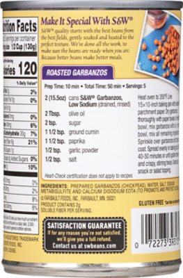 S&W Beans Garbanzo 50% Less Sodium - 15.5 Oz - Image 6