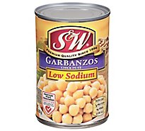 S&W Beans Garbanzo 50% Less Sodium - 15.5 Oz