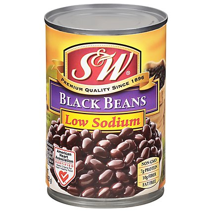 S&W Beans Black 50% Less Sodium - 15 Oz - Image 1