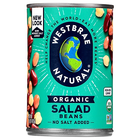 Westbrae Natural Organic Beans Salad Low Sodium Can - 15 Oz