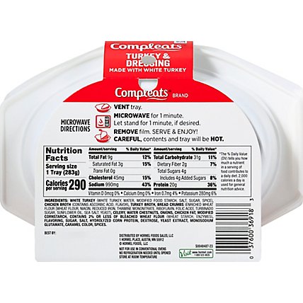 Hormel Compleats Microwave Meals Homestyle Turkey & Dressing - 10 Oz - Image 3