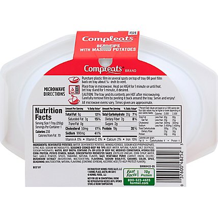 Hormel Compleats Microwave Meals Homestyle Beef Tips & Gravy with Mashed Potatoes - 9 Oz - Image 3