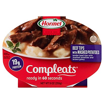 Hormel Compleats Microwave Meals Homestyle Beef Tips & Gravy with Mashed Potatoes - 9 Oz - Image 1