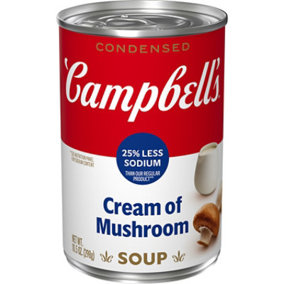 Campbell's Condensed 25% Less Sodium Cream Of Mushroom Soup - 10.5 Oz - Image 1