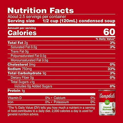 Campbells Soup Condensed Cream Of Mushroom 98% Fat Free - 10.5 Oz - Image 5