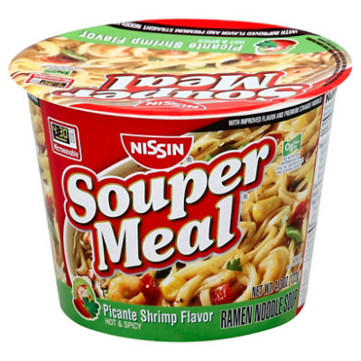  Nissin Souper Meal Ramen Noodle Soup Picante Shrimp Flavor Hot & Spicy - 4.3 Oz 