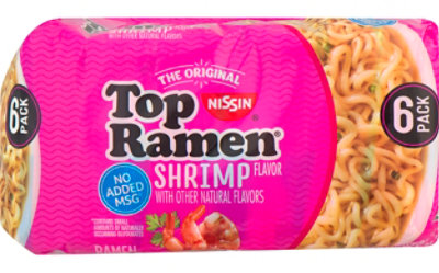 Nissin Top Ramen Ramen Noodle Soup Shrimp Flavor - 6-3 Oz - Image 1