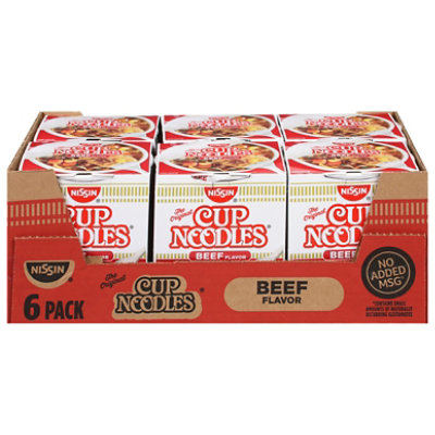 Nissin Cup Noodles Ramen Noodle Soup Beef Flavor - 6-2.25 Oz - Image 1