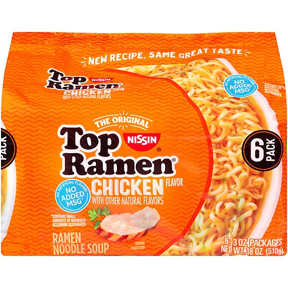 Nissin Top Ramen Ramen Noodle Soup Chicken Flavor - 6-3 Oz