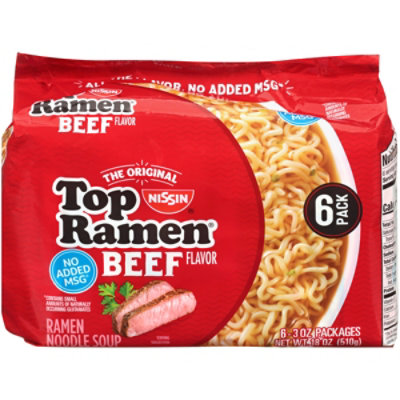 Nissin Top Ramen Ramen Noodle Soup Beef Flavor - 6-3 Oz - Image 1