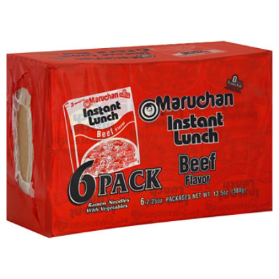 Maruchan Instant Lunch Ramen Noodle Soup Beef Flavor - 6-2.25 Oz ...