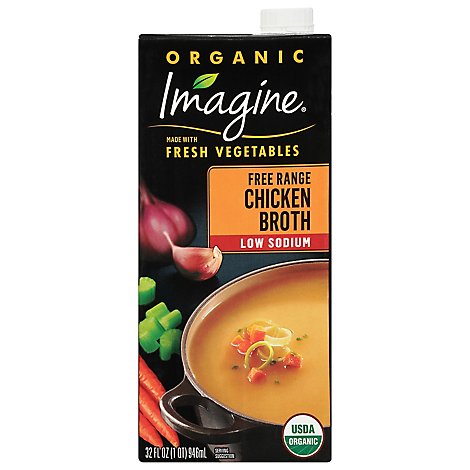 Imagine Natural Creations Organic Broth Chicken Free Range Low Sodium - 32 Fl. Oz.