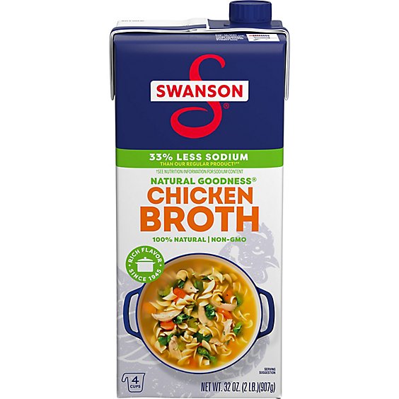 Swanson Natural Goodness 100% Natural - 33% Less Sodium Chicken Broth - 32 Oz