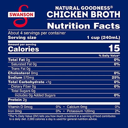 Swanson Natural Goodness Chicken Broth 33% Less Sodium - 32 Oz - Image 4