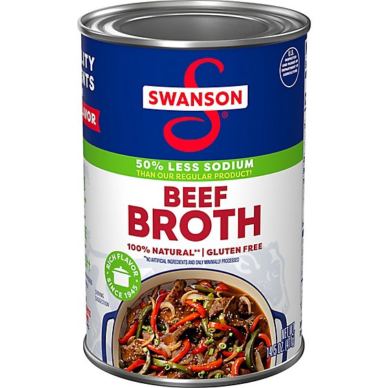 Swanson 100% Natural - 50% Less Sodium Beef Broth - 14.5 Oz