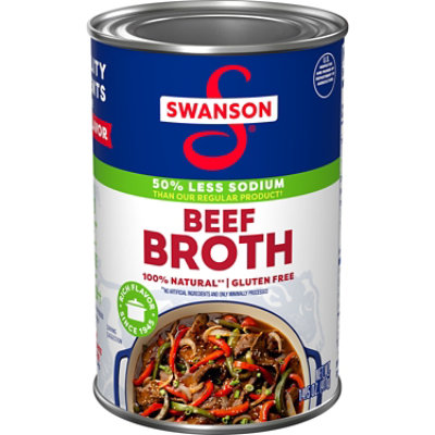 Swanson 100% Natural - 50% Less Sodium Beef Broth - 14.5 Oz - Image 1