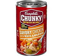 Campbells Chunky Soup Savory Chicken with White & Wild Rice - 18.8 Oz