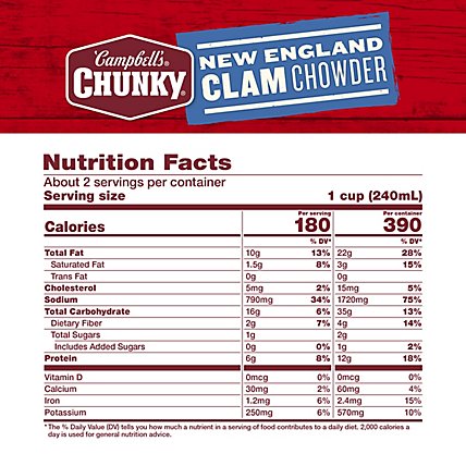 Campbells Chunky Soup Chowder Clam New England - 18.8 Oz - Image 5