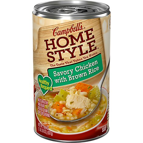 Campbells Home Style Healthy Request Soup Savory Chicken with Brown Rice - 18.6 Oz