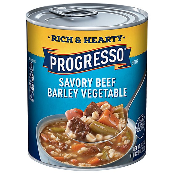 Progresso Rich & Hearty Soup Savory Beef Barley Vegetable - 18.6 Oz