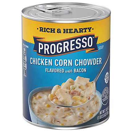 Progresso Rich & Hearty Soup Chicken Corn Chowder Flavored with Bacon - 18.5 Oz - Image 2