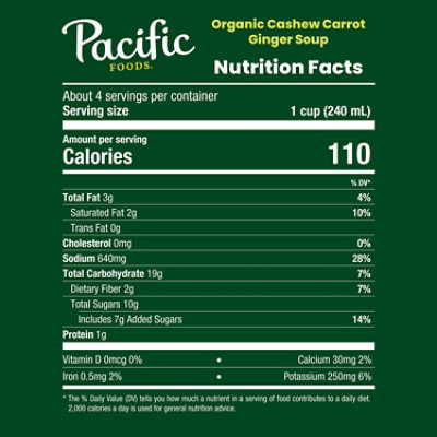 Pacific Foods Organic Cashew Carrot Ginger Soup - 32 Fl Oz - Image 4