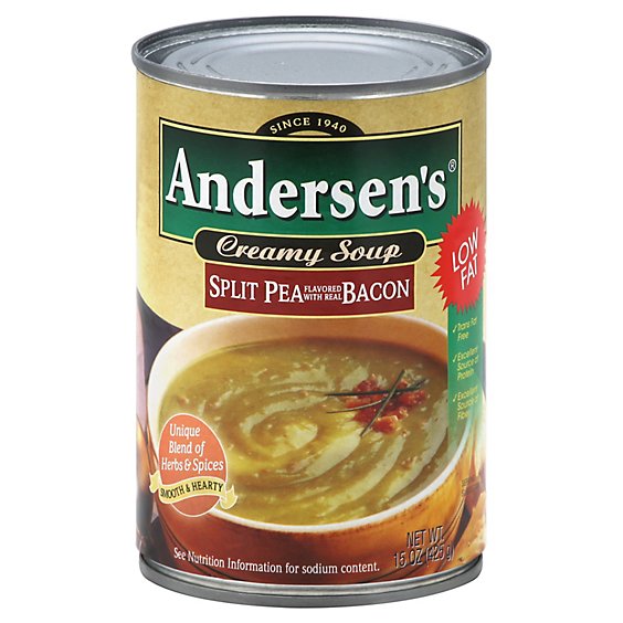 Andersens Soup Creamy Split Pea Flavored with Real Bacon - 15 Oz