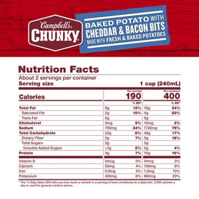 Campbell's Chunky Baked Potato with Cheddar and Bacon Bits Soup - 18.8 Oz - Image 4