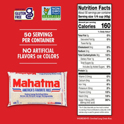 Mahatma Extra Long Enriched Rice In Bag - 5 Lb - Image 5