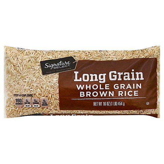 Signature SELECT Rice Brown Whole Grain Long Grain - 16 Oz