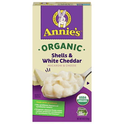 Annies Homegrown Macaroni & Cheese Organic Shells & White Cheddar Box - 6 Oz