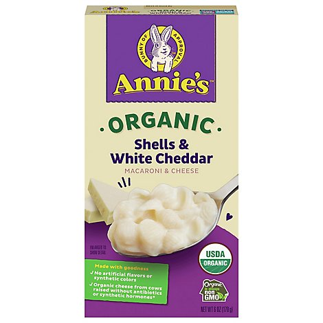Annies Homegrown Macaroni & Cheese Organic Shells & White Cheddar Box - 6 Oz