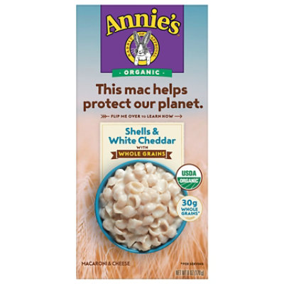Annies Homegrown Macaroni & Cheese Organic Whole Wheat Shells & White Cheddar Box - 6 Oz