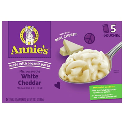 Annies Homegrown Mac & Cheese Microwavable with Real White Cheddar Box - 5-2.15 Oz - Image 3