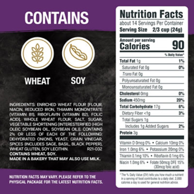 Arnold Premium Sage & Onion Cubed Bread Stuffing - 12 Oz - Image 2