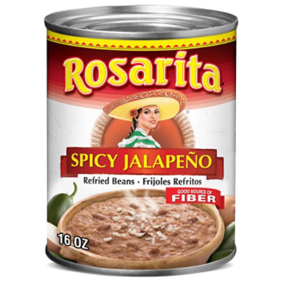 Rosarita Beans Refried Fat Free Spicy Jalapeno Can - 16 Oz