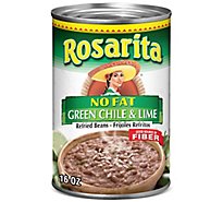 Rosarita Beans Refried No Fat Green Chile & Lime Can - 16 Oz