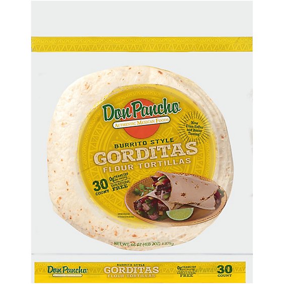 Don Pancho Tortillas Flour Gorditas Family Pack Bag 30 Count - 66 Oz