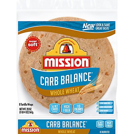 Mission Carb Balance Tortillas Whole Wheat Super Soft Burrito Bag 8 Count - 20 Oz - Image 2