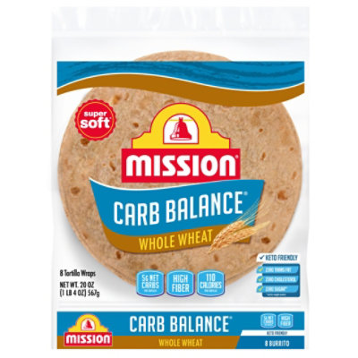 Mission Carb Balance Tortillas Whole Wheat Super Soft Burrito Bag 8 Count - 20 Oz - Image 2