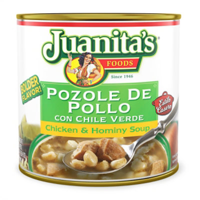 Juanitas Foods Soup Pozole De Pollo Chicken & Hominy Can - 25 Oz - Image 1