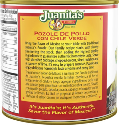 Juanitas Foods Soup Pozole De Pollo Chicken & Hominy Can - 25 Oz - Image 2