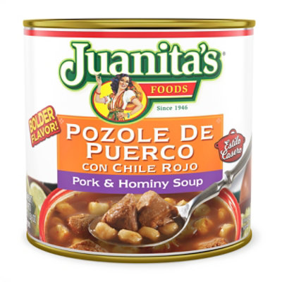 Juanitas Foods Soup Pozole Pork & Hominy Can - 25 Oz - Image 1