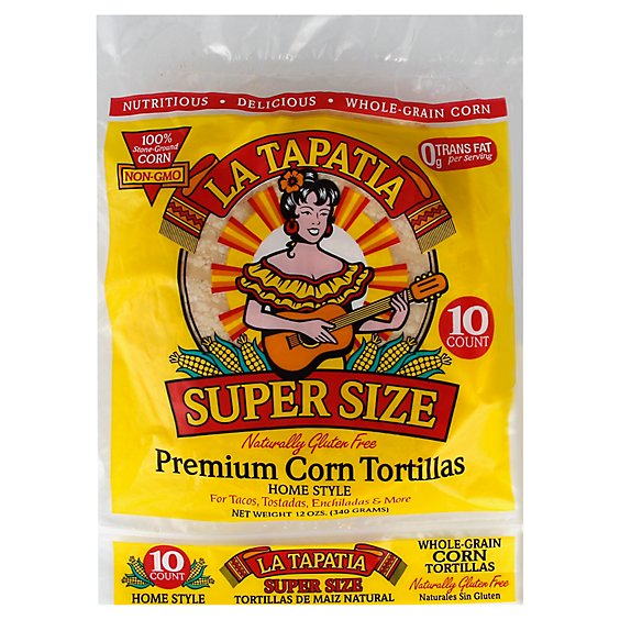 La Tapatia Tortillas Corn Premium Home Style Super Size Bag 10 Count - 12 Oz