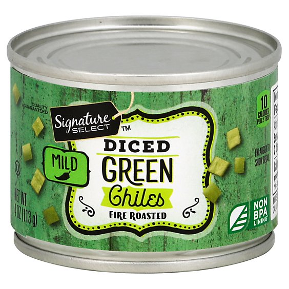 Signature SELECT Green Chiles Fire Roasted Diced Mild Can - 4 Oz